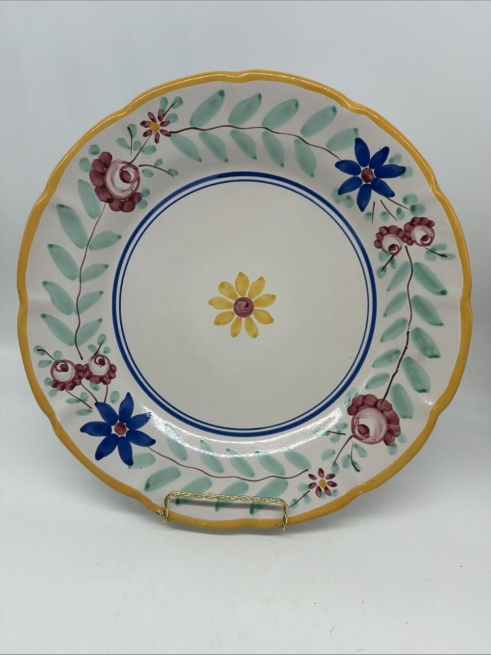 Solimene Vietri 13” Platter Ceramiche Artistica Italy Chop Plate Yellow Floral